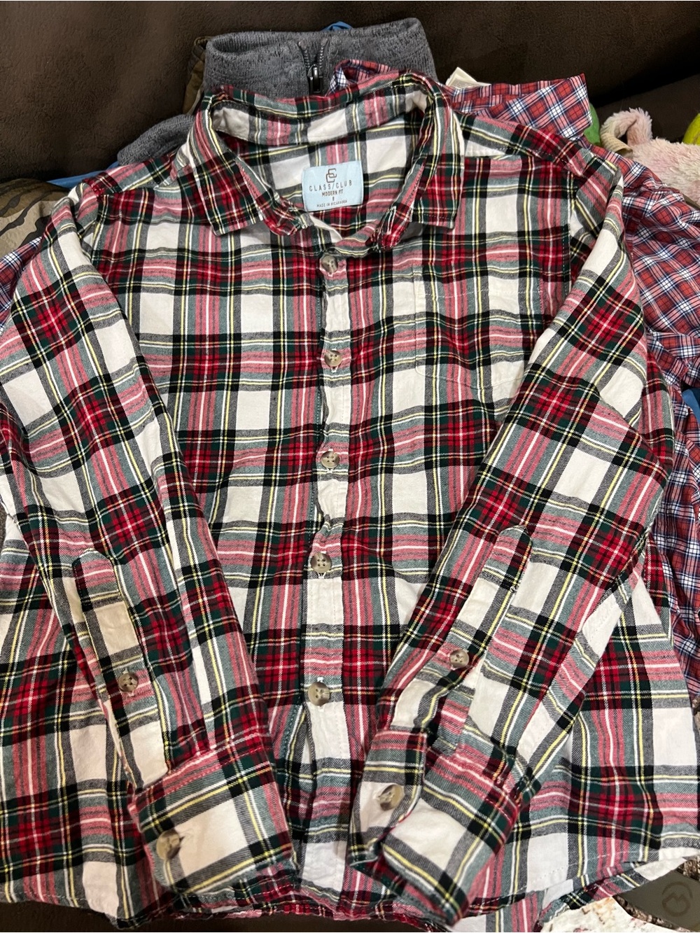 Class Club Red and White Plaid Button-Down Shirt